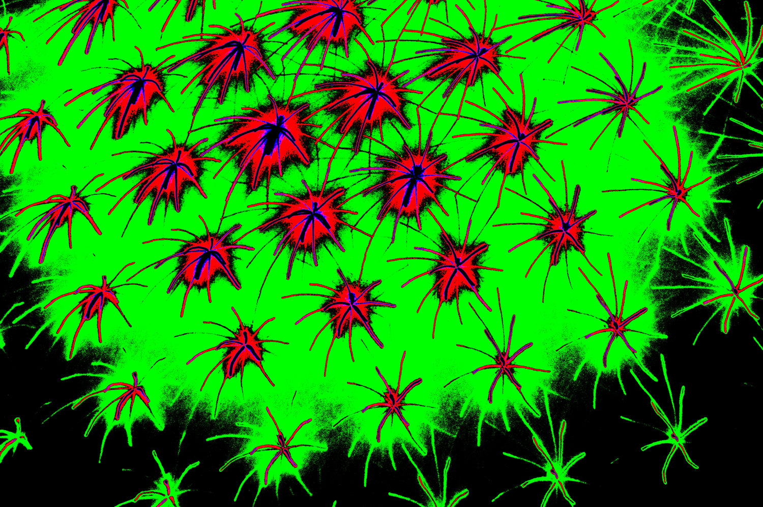 ABSTRAKTES NEON-KERNFELD — Premium Kunstprint