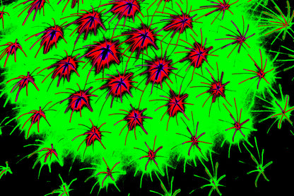 ABSTRAKTES NEON-KERNFELD — Premium Kunstprint