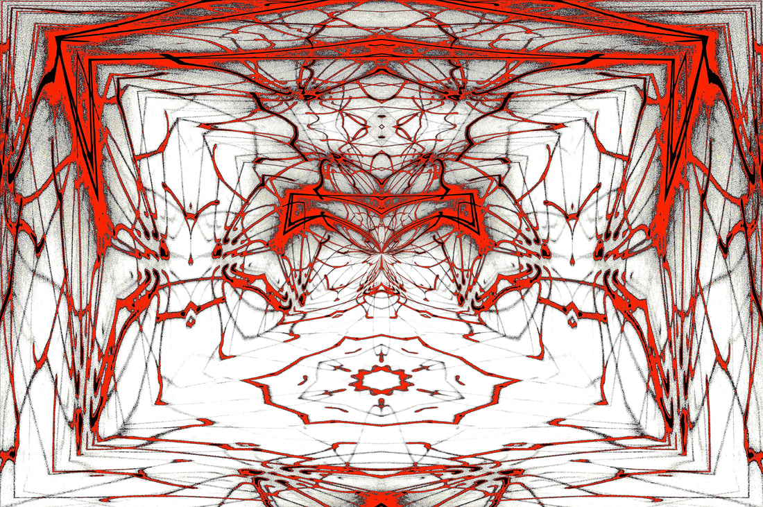 RED SYMMETRY NETWORK — Premium Kunstprint