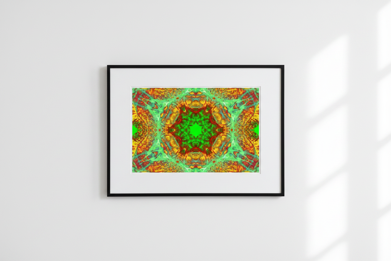 EMERALD HEXAGON MANDALA — Professionelles Mockup