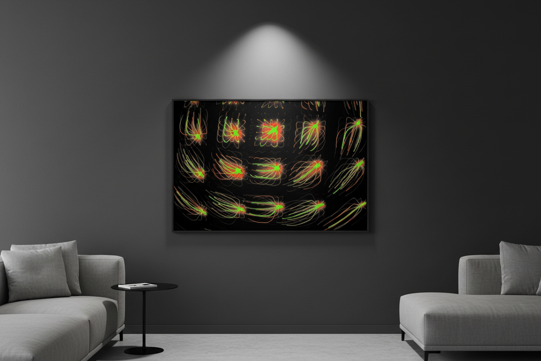 GLÜHENDES RASTER — Premium Kunstprint